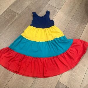 Hannah Andersson Twirl A lot Dress Color Block Rainbow Girls Size 5